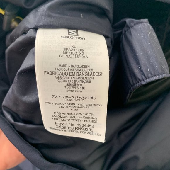 SALOMON Mens Brilliant AdvancedSkin Dry Ski Jacket Navy XL - Picture 9 of 11